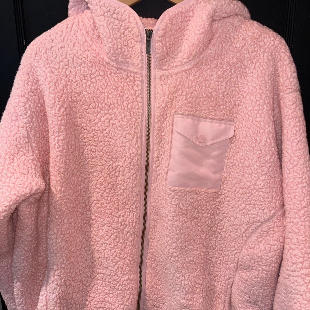 UGG Kadence Sherpa Hoodie Zip Jacket Pink Fleece Size M - Picture 6 of 8